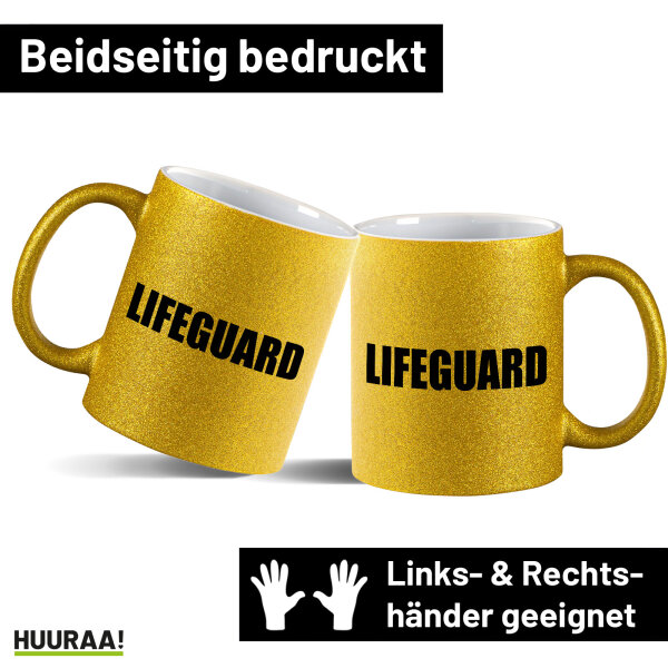 Glitzertasse Lifeguard Schriftzug 330ml