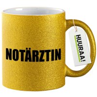 Glitzertasse Not&auml;rztin Schriftzug 330ml