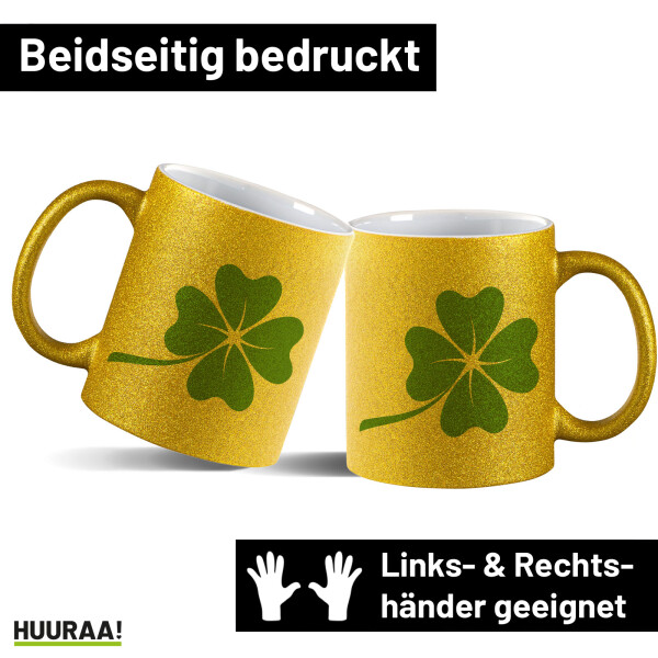 Glitzertasse Kleeblatt Silhouette 330ml