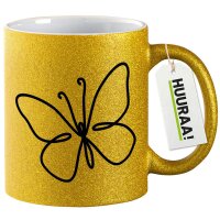 Glitzertasse Schmetterling Silhouette 330ml