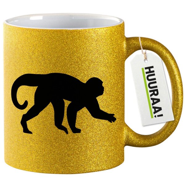 Glitzertasse Affe Silhouette 330ml