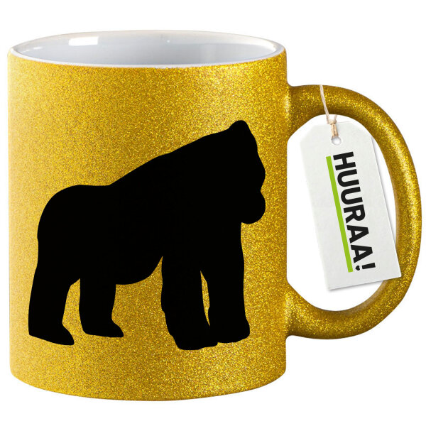 Glitzertasse Gorilla Silhouette 330ml