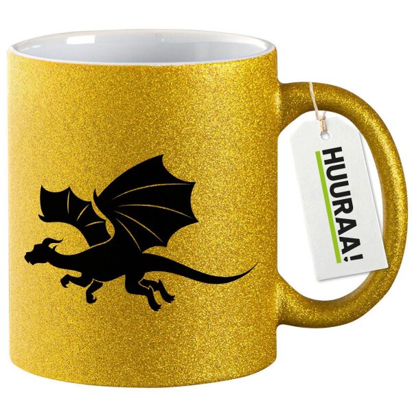 Glitzertasse Drache Silhouette 330ml
