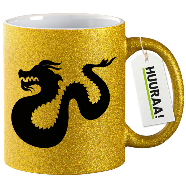 Glitzertasse Dragon Silhouette 330ml