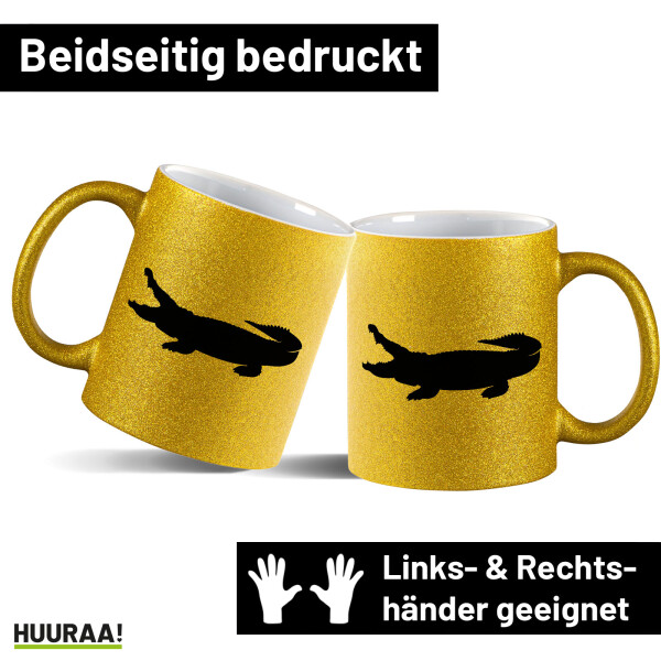 Glitzertasse Krokodile Silhouette 330ml