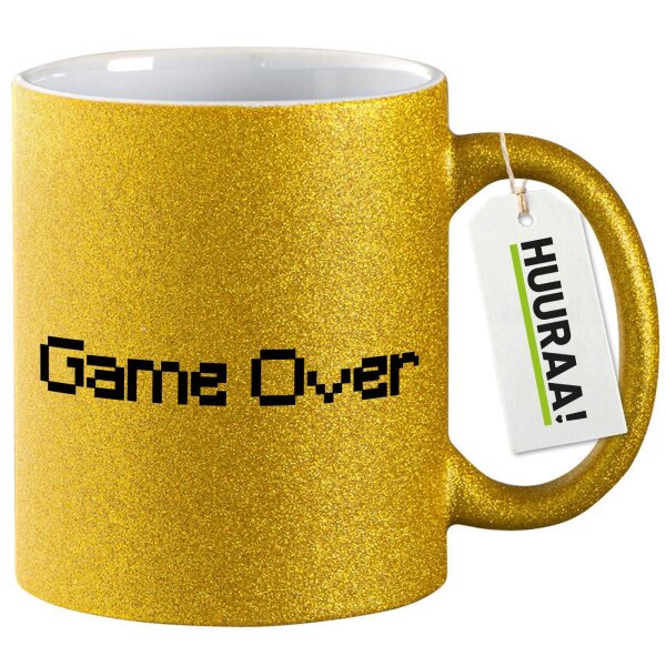 Glitzertasse Game Over Schriftzug 330ml