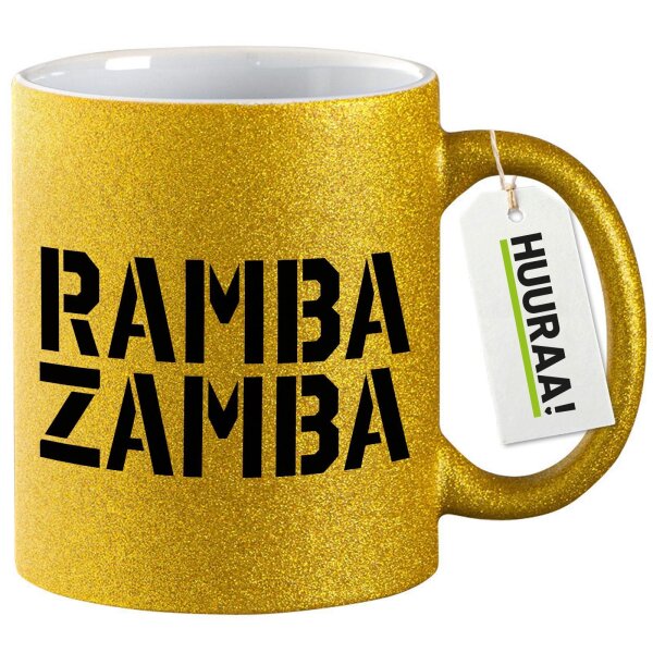 Glitzertasse Rambazamba Schriftzug 330ml