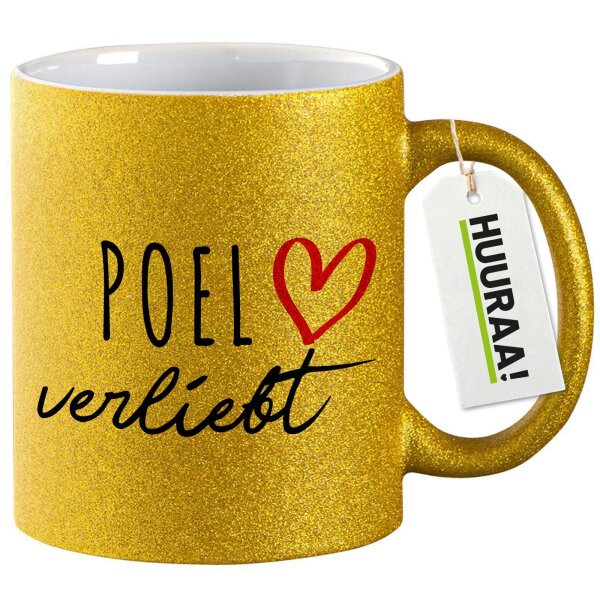 Glitzertasse Poel verliebt 330ml