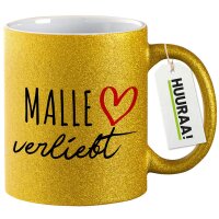 Glitzertasse Malle verliebt 330ml