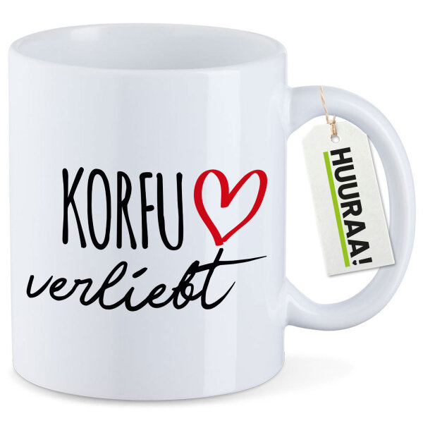 Kaffeetasse Korfu verliebt 330ml