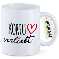 Kaffeetasse Korfu verliebt 330ml