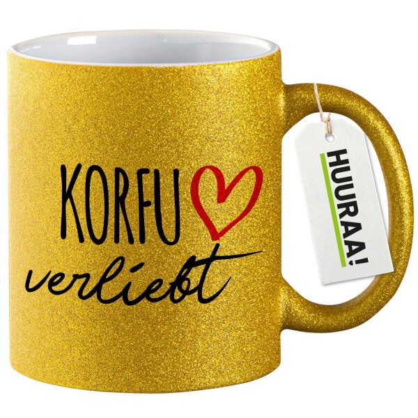 Glitzertasse Korfu verliebt 330ml