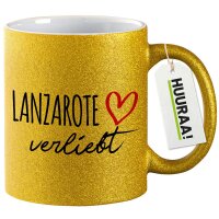 Glitzertasse Lanzarote verliebt 330ml