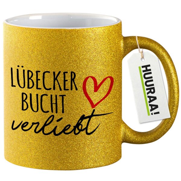 Glitzertasse Lübecker Bucht verliebt 330ml
