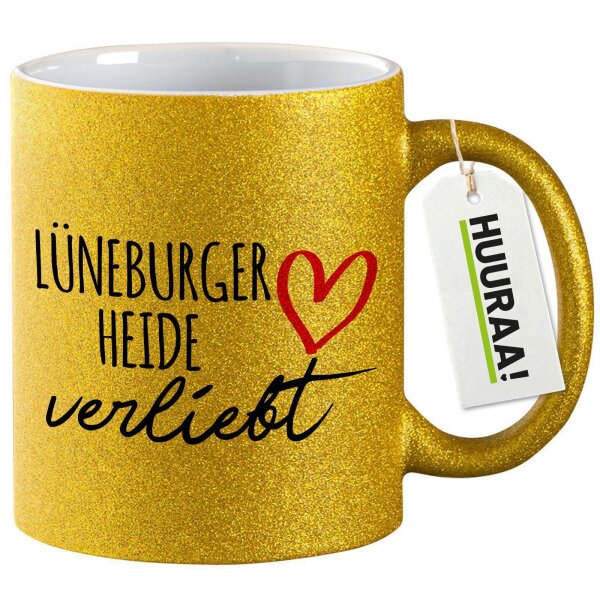Glitzertasse Lüneburger Heide verliebt 330ml