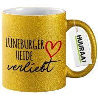 Glitzertasse Lüneburger Heide verliebt 330ml