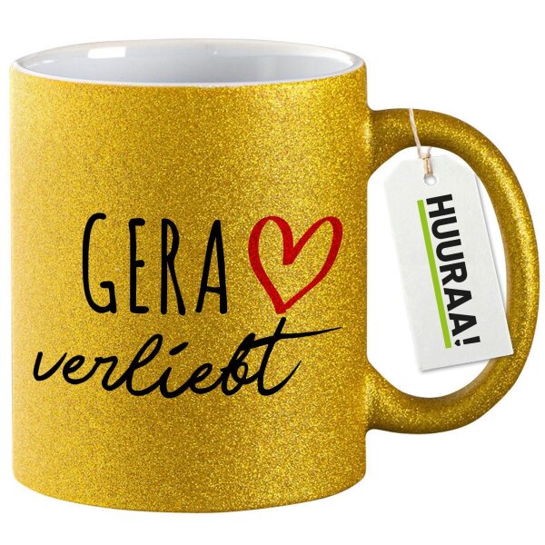 Glitzertasse Gera verliebt 330ml