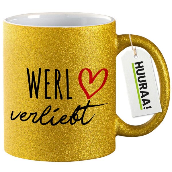 Glitzertasse Werl verliebt 330ml