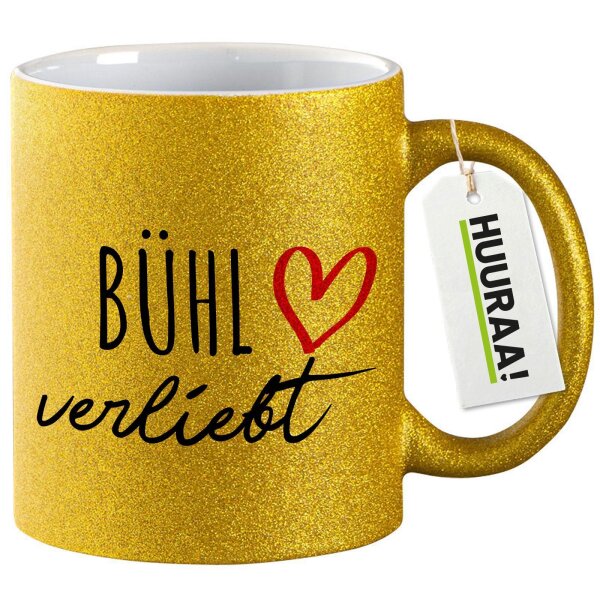 Glitzertasse Bühl verliebt 330ml