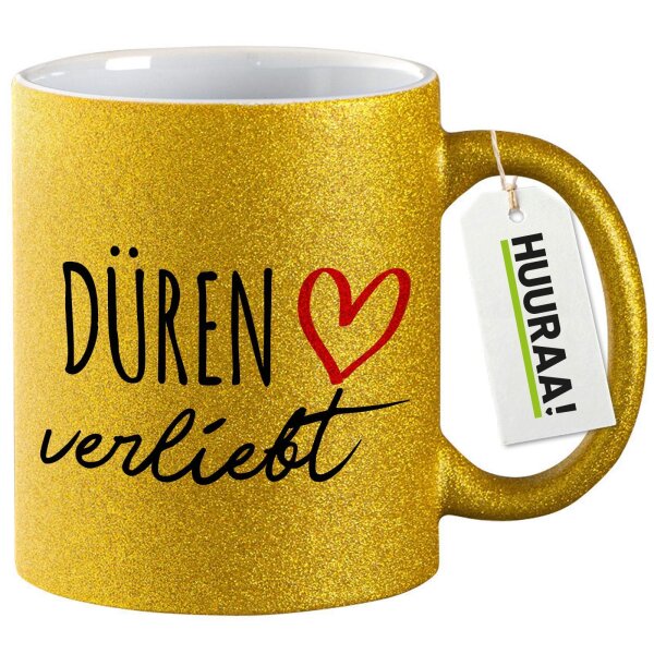 Glitzertasse Düren verliebt 330ml