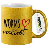 Glitzertasse Worms verliebt 330ml