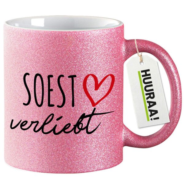 Kaffeebecher Soest verliebt 330ml Pink