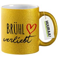 Glitzertasse Brühl verliebt 330ml