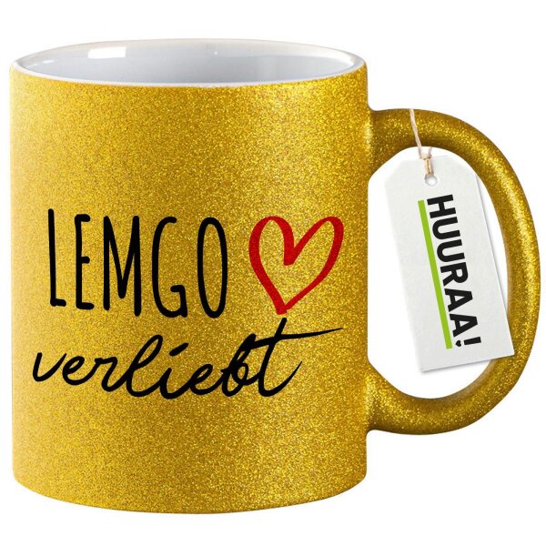Glitzertasse Lemgo verliebt 330ml