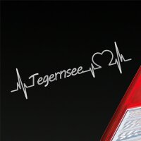 Autoaufkleber Tegernsee Herzschlag  Silber ca. 19x5cm