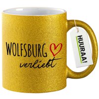 Glitzertasse Wolfsburg verliebt 330ml