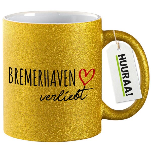 Glitzertasse Bremerhaven verliebt 330ml