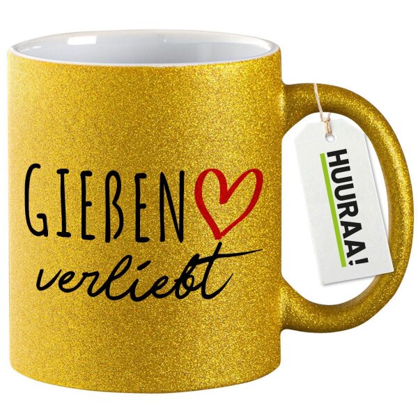Glitzertasse Gießen verliebt 330ml