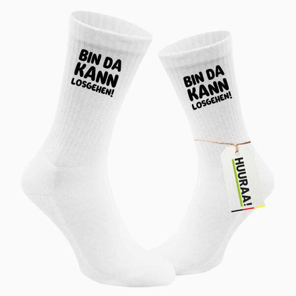 Unisex Socken Bin da kann losgehen Größe 37/46 White Motiv Tennissocken