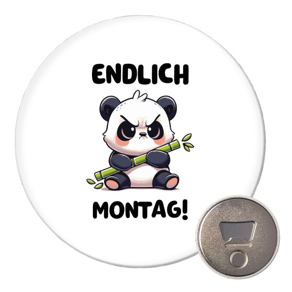 Magnet Endlich Montag grimmiger Panda 59mm Kühlschrankmagnet