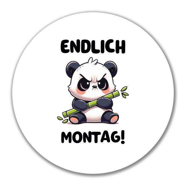 Aufkleber Endlich Montag grimmiger Panda 10cm