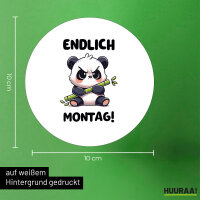 Aufkleber Endlich Montag grimmiger Panda 10cm