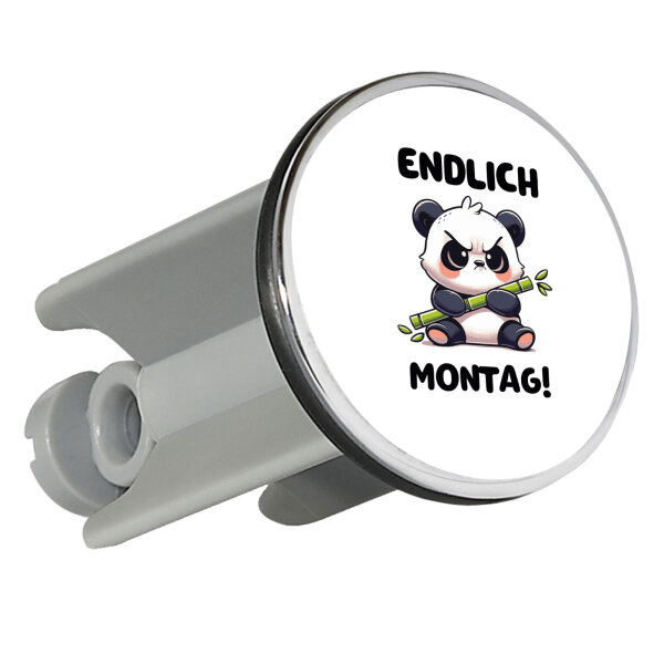 Waschbeckenstöpsel Endlich Montag grimmiger Panda 4cm