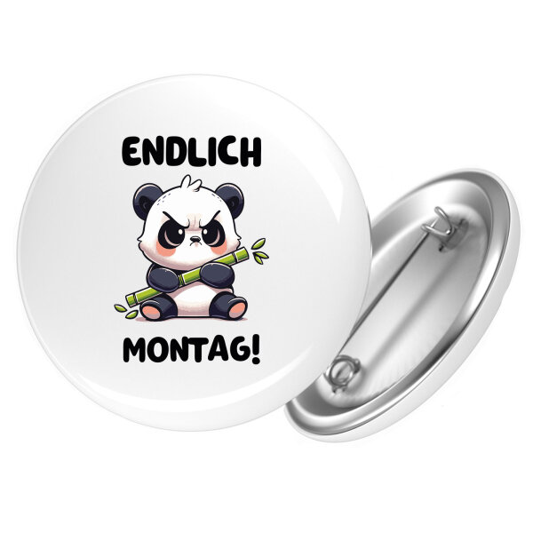 Button Endlich Montag grimmiger Panda rund