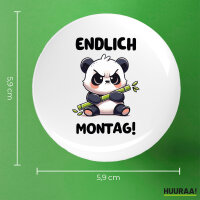 Button Endlich Montag grimmiger Panda rund