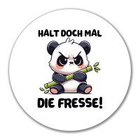 Aufkleber Halt die Fresse grimmiger Panda 10cm rund