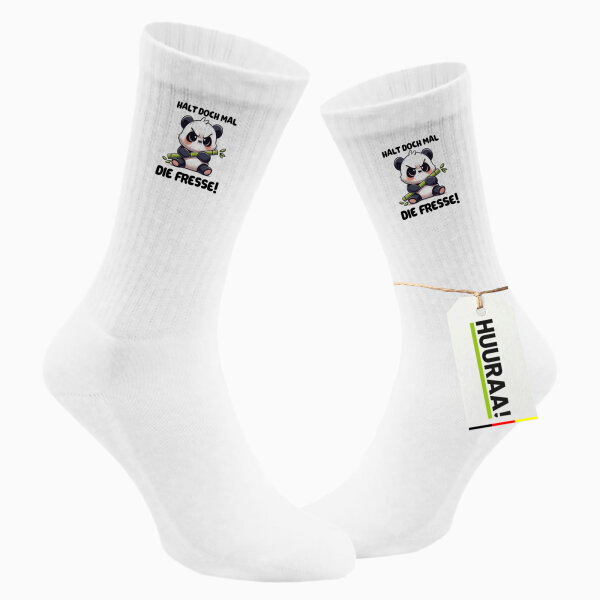 Unisex Socken Halt die Fresse grimmiger Panda Größe 37/46 White Motiv Tennissocken