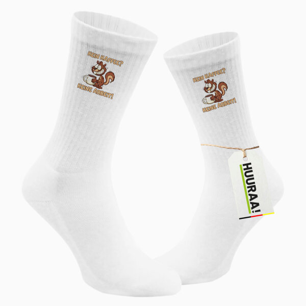 Unisex Socken Kein Kaffee keine Arbeit Eichhörnchen Größe 37/46 White Motiv Tennissocken