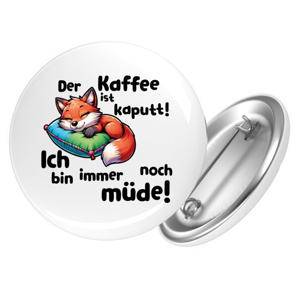 Button Kaffee kaputt immer noch Müde süßer Fuchs rund