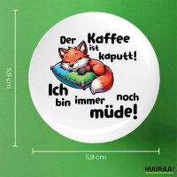 Button Kaffee kaputt immer noch Müde süßer Fuchs rund