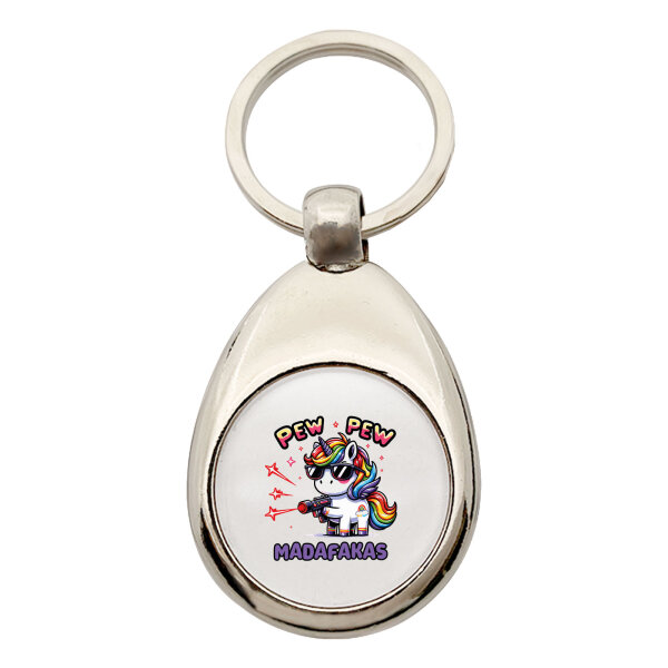 Schlüsselanhänger Pew Pew Madafakas cooles Einhorn