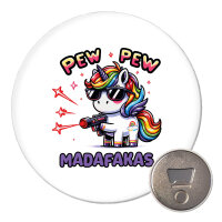 Magnet Pew Pew cooles Einhorn 59mm Kühlschrankmagnet