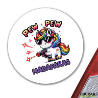 Aufkleber Pew Pew Madafakas cooles Einhorn 10cm