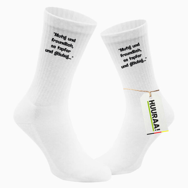 Unisex Socken Mutig freundlich tapfer und gläubig Größe 37/46 White Motiv Tennissocken