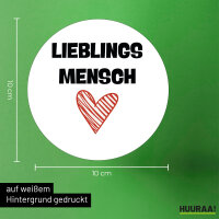 Aufkleber Lieblingsmensch Herz 10cm rund