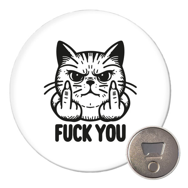 Magnet F*ck you grimmige Katze 59mm Kühlschrankmagnet